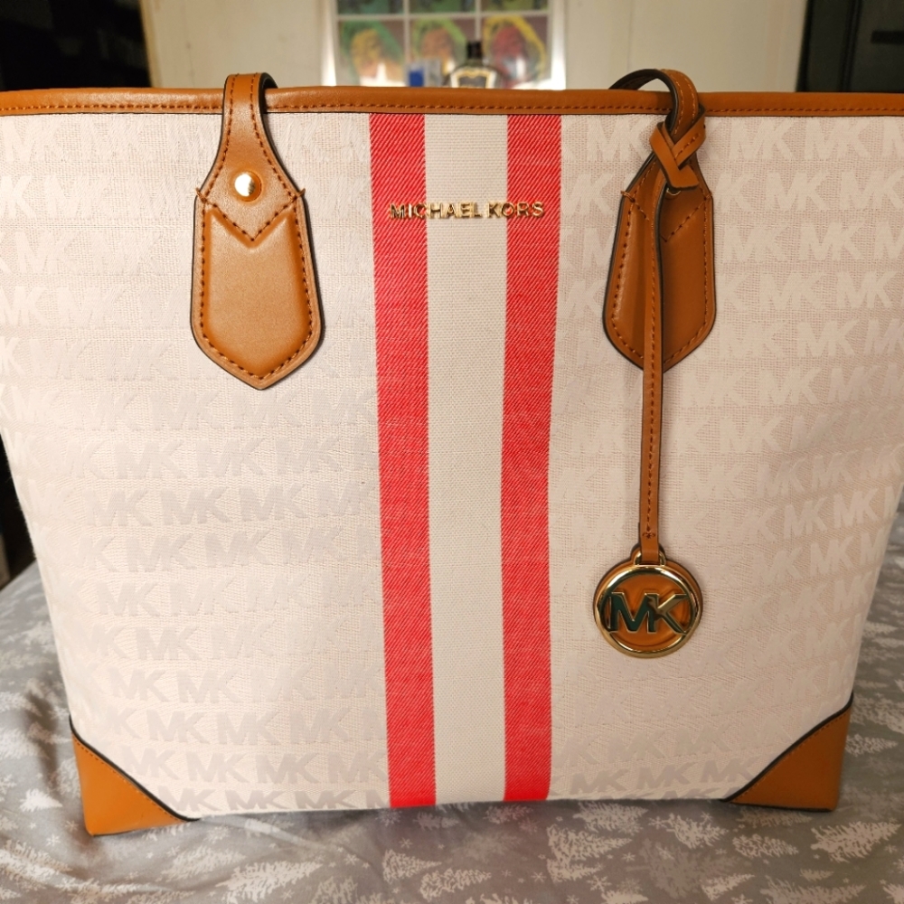 Michael Kors Eva Striped Handbag NWT